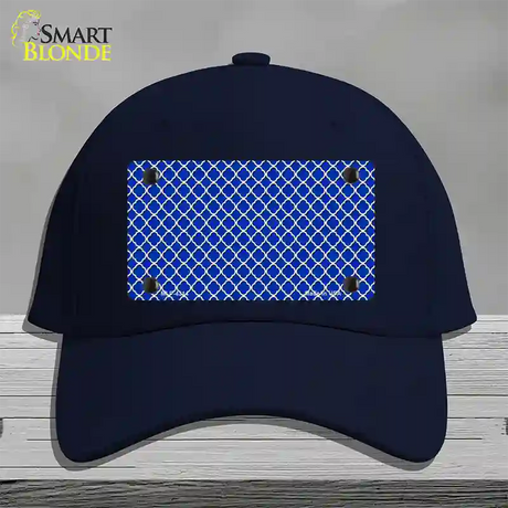 Blue White Quatrefoil Novelty License Plate Hat Cotton / Navy