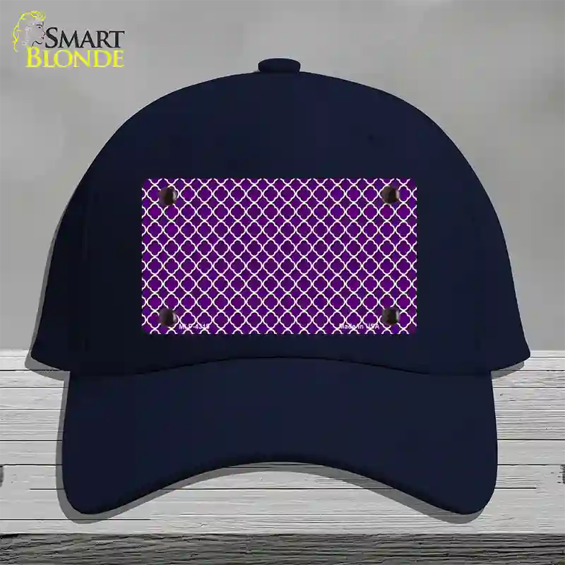 Purple White Quatrefoil Novelty License Plate Hat Cotton / Navy