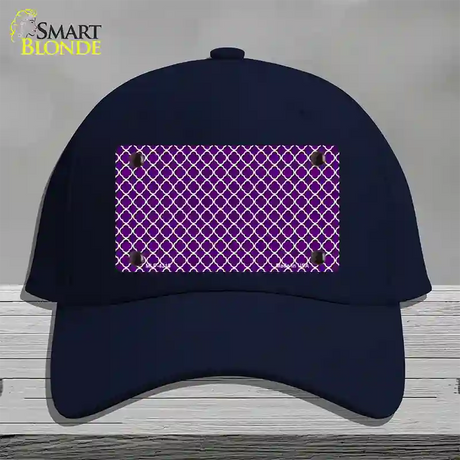 Purple White Quatrefoil Novelty License Plate Hat Cotton / Navy