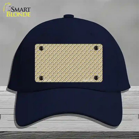 Gold White Quatrefoil Novelty License Plate Hat Cotton / Navy