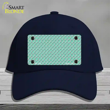 Mint White Quatrefoil Novelty License Plate Hat Cotton / Navy