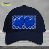 Blue White Quatrefoil Blue Center Hearts Novelty License Plate Hat Cotton / Navy