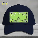 Lime Green White Quatrefoil Lime Green Center Hearts Novelty License Plate Hat Cotton / Navy