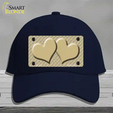 Gold White Quatrefoil Gold Center Hearts Novelty License Plate Hat Cotton / Navy