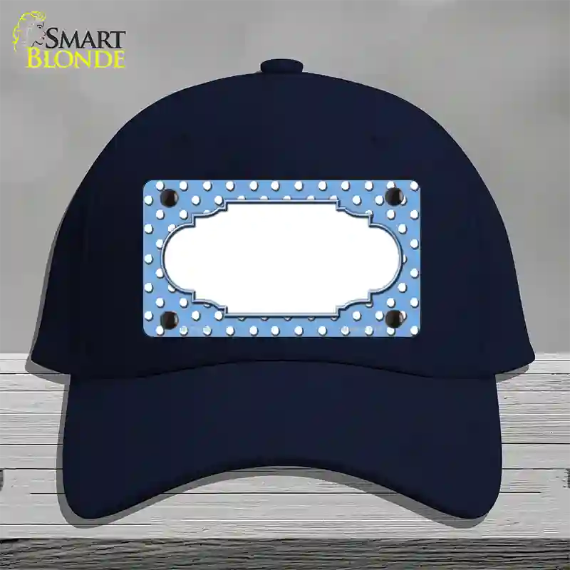 Scallop Light Blue White Polka Dot Novelty License Plate Hat Cotton / Navy
