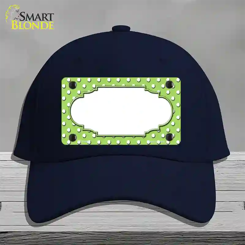 Scallop Lime Green White Polka Dot Novelty License Plate Hat Cotton / Navy