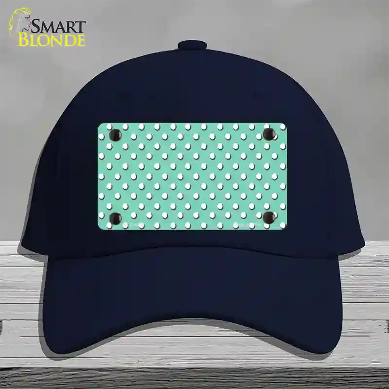 Mint Polka Dot Novelty License Plate Hat Cotton / Navy