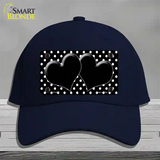Black White Polka Dot Center Hearts Novelty License Plate Hat Cotton / Navy