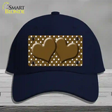 Brown White Polka Dot Center Hearts Novelty License Plate Hat Cotton / Navy