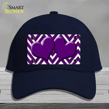 Purple White Large Chevron Purple Center Hearts Novelty License Plate Hat Cotton / Navy
