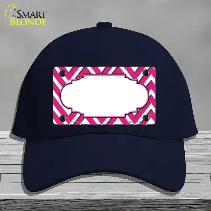 Pink White Chevon Center Scallop Novelty License Plate Hat Cotton / Navy