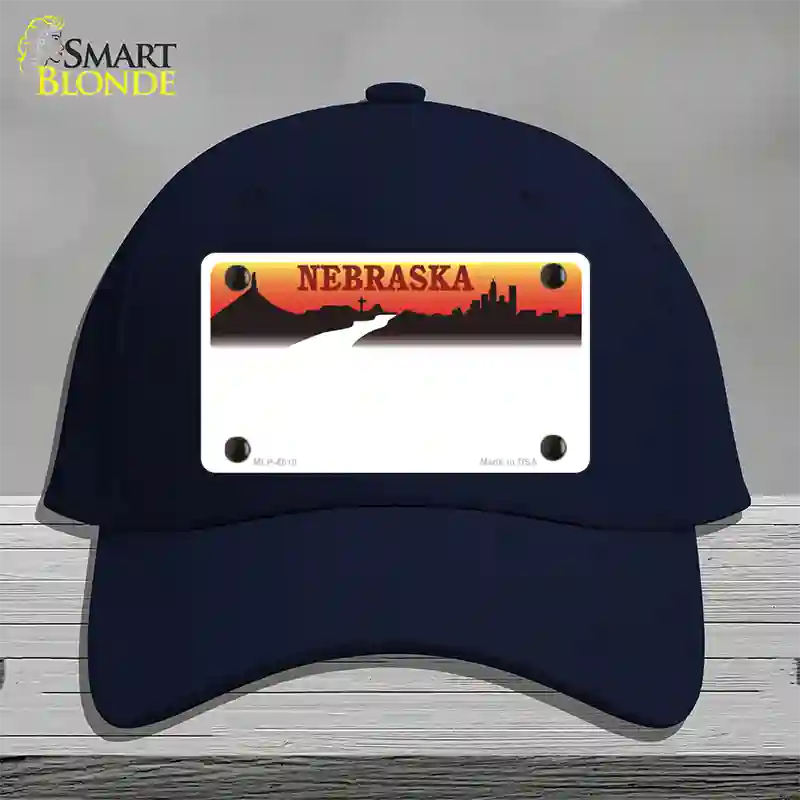 Nebraska Amber State Blank Novelty License Plate Hat Cotton / Navy