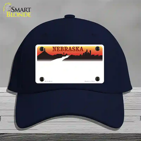 Nebraska Amber State Blank Novelty License Plate Hat Cotton / Navy