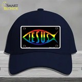 Jesus Fish Rainbow Novelty License Plate Hat Cotton / Navy