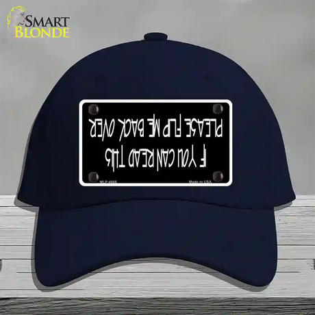 Flip Me Over Metal Novelty License Plate Hat Cotton / Navy