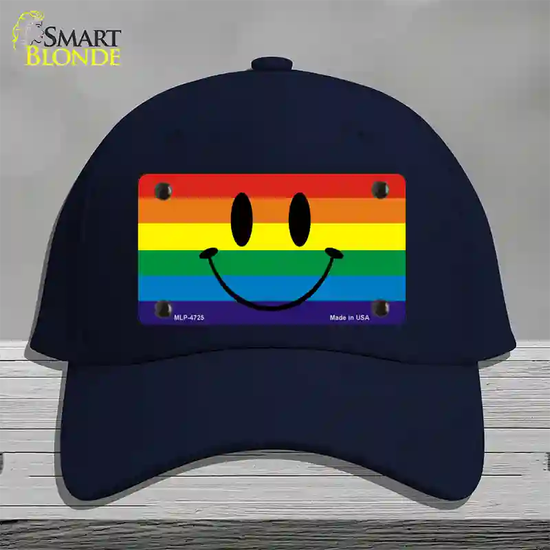Smiley Face Novelty License Plate Hat Cotton Navy