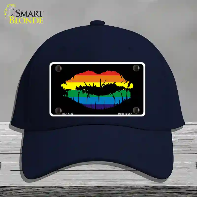 Lips Novelty License Plate Hat Cotton Navy