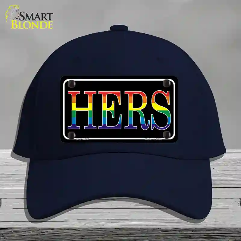Hers Rainbow Novelty License Plate Hat Cotton Navy