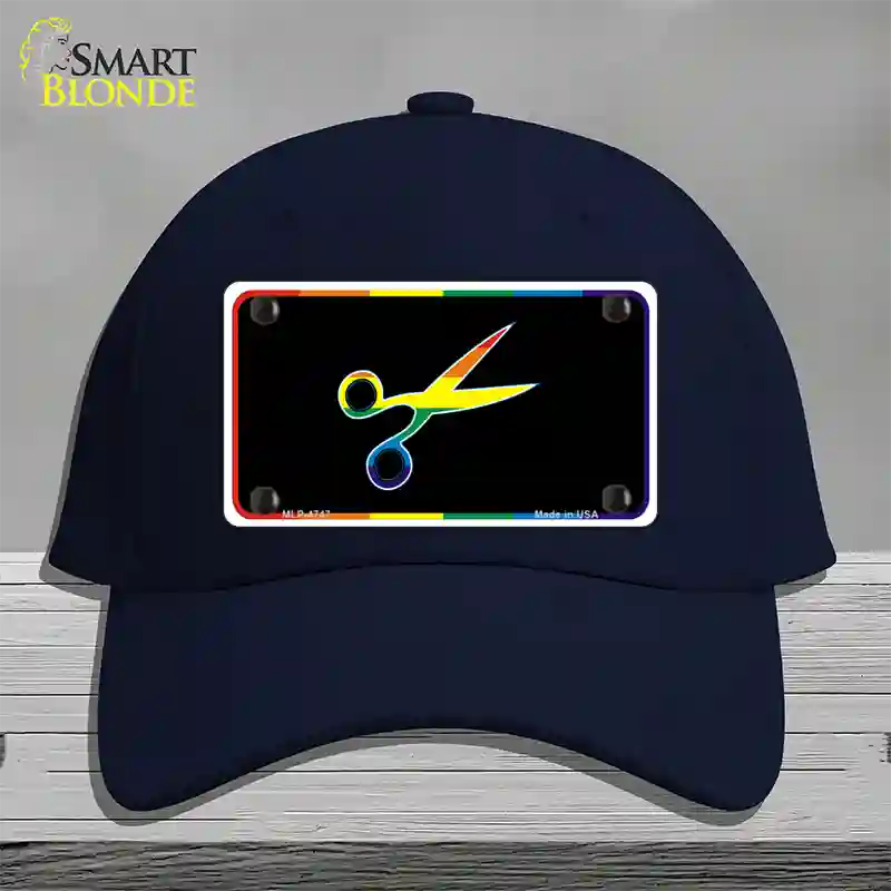Scissors Novelty License Plate Hat Cotton Navy