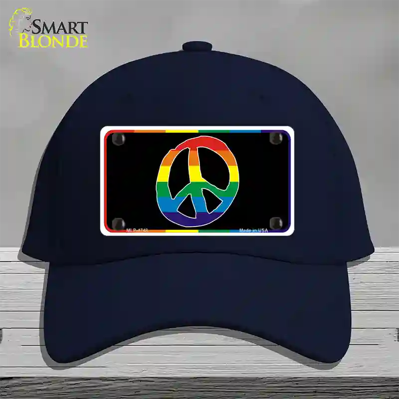 Peace Sign Novelty License Plate Hat Cotton Navy
