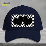 White Black Chevon Hearts Novelty License Plate Hat Cotton / Navy