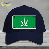 Marijuana Leaf Novelty License Plate Hat Cotton / Navy