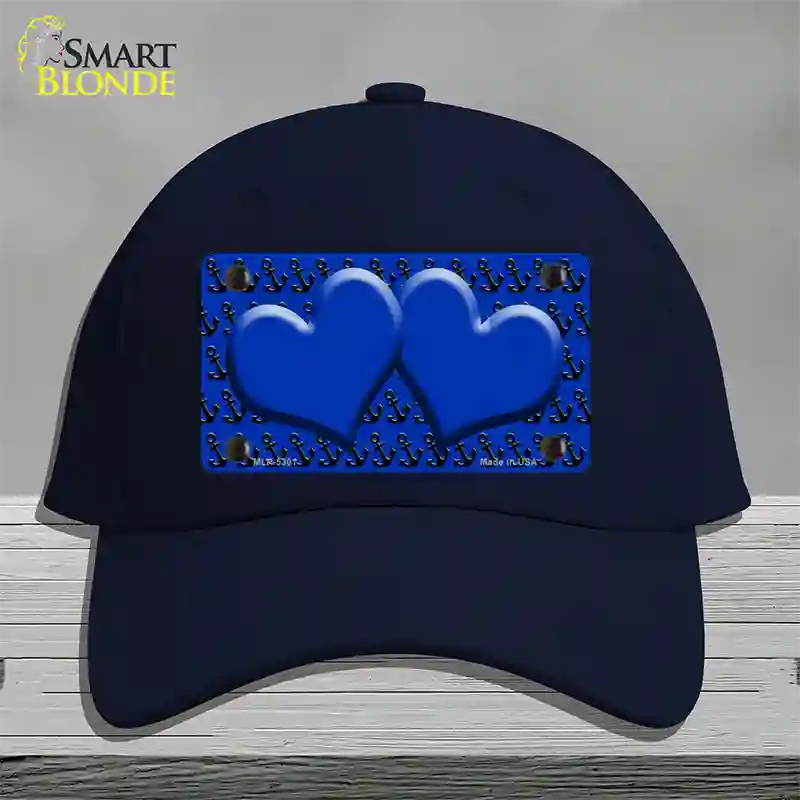 Blue Black Anchor Blue Heart CenterNovelty License Plate Hat Cotton / Navy