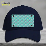 Tiffany Blue White Quatrefoil Novelty License Plate Hat Cotton / Navy