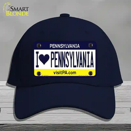 I Love Pennsylvania State Novelty License Plate Hat Cotton / Navy