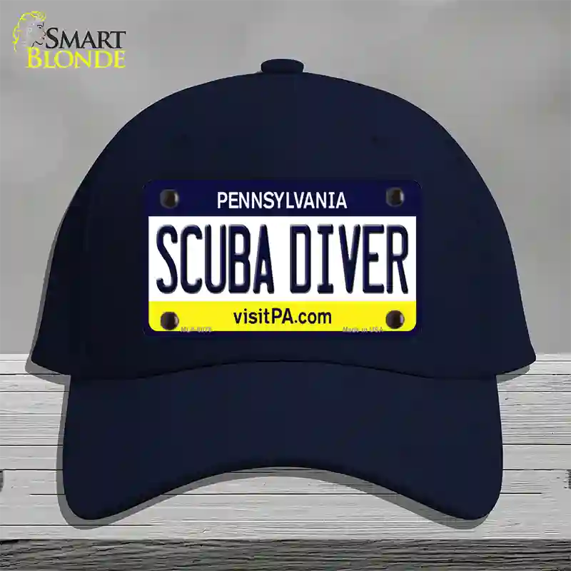Scuba Diver Pennsylvania State Novelty License Plate Hat Cotton / Navy