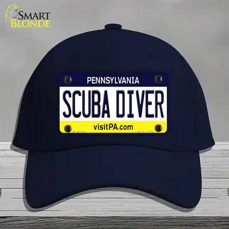 Scuba Diver Pennsylvania State Novelty License Plate Hat Cotton / Navy