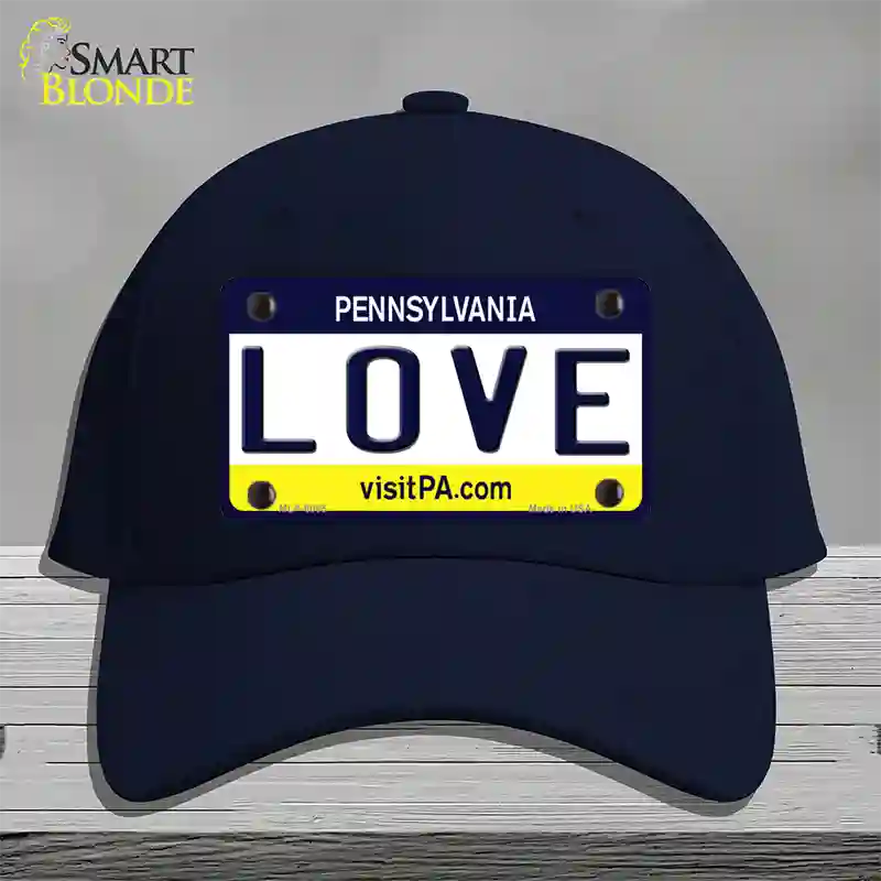 Love Pennsylvania State Novelty License Plate Hat Cotton / Navy