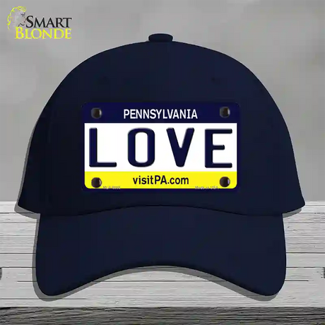 Love Pennsylvania State Novelty License Plate Hat Cotton / Navy