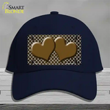 Brown White Quatrefoil Hearts Oil Rubbed Novelty License Plate Hat Cotton / Navy