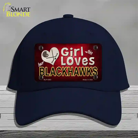 This Girl Loves Her Blackhawks Novelty License Plate Hat Cotton / Navy