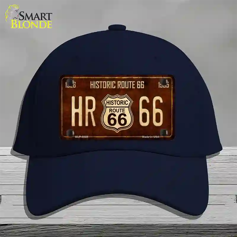 Historic Route 66 Vintage Novelty License Plate Hat Cotton Navy