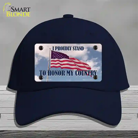 Proudly Stand Novelty License Plate Hat Cotton / Navy