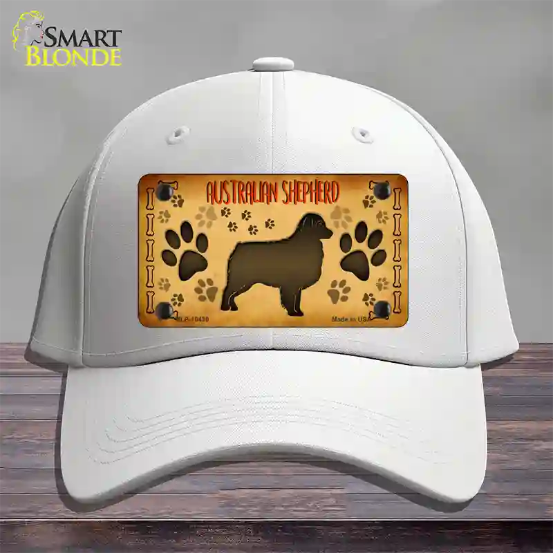 Australian Shepherd Novelty License Plate Hat Cotton / White
