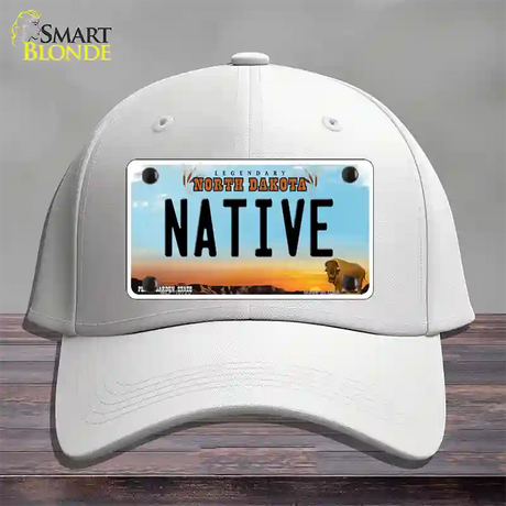 Native North Dakota Novelty License Plate Hat Cotton / White