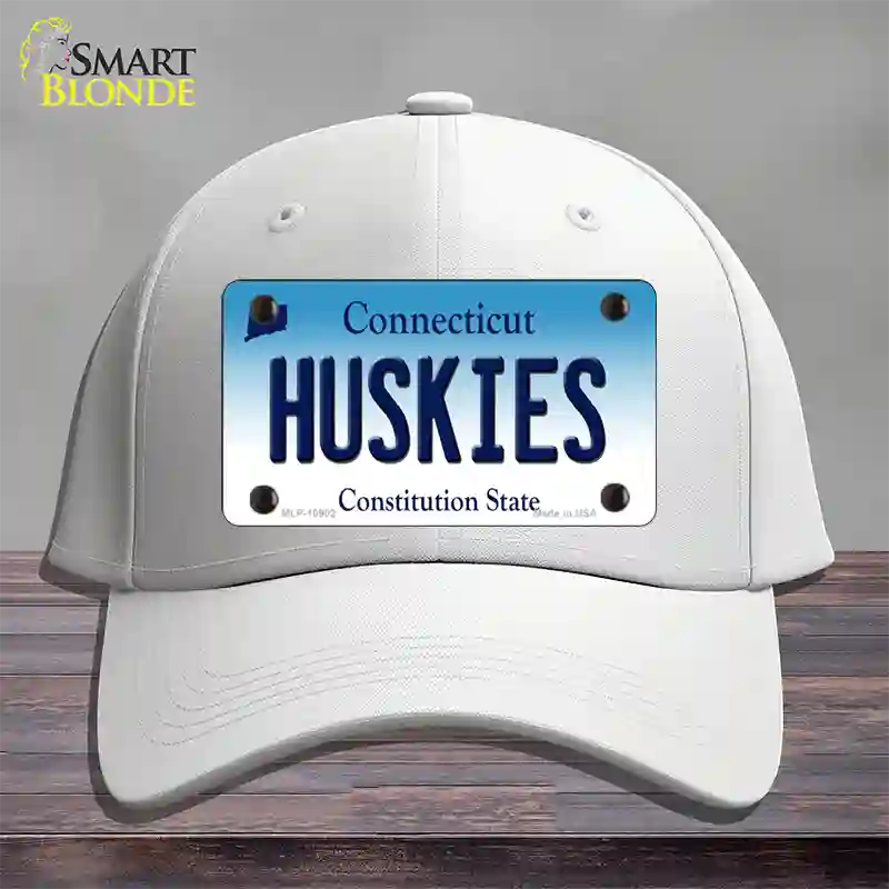 Huskies Connecticut Novelty License Plate Hat Cotton / White