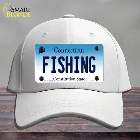 Fishing Connecticut Novelty License Plate Hat Cotton / White
