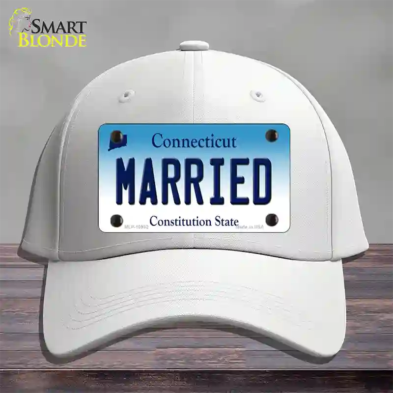 Married Connecticut Novelty License Plate Hat Cotton / White
