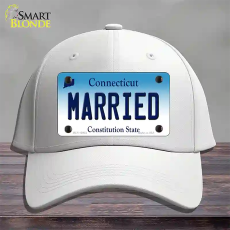 Married Connecticut Novelty License Plate Hat Cotton / White
