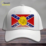Confederate Flag With Yellow Rose Novelty License Plate Hat Cotton / White
