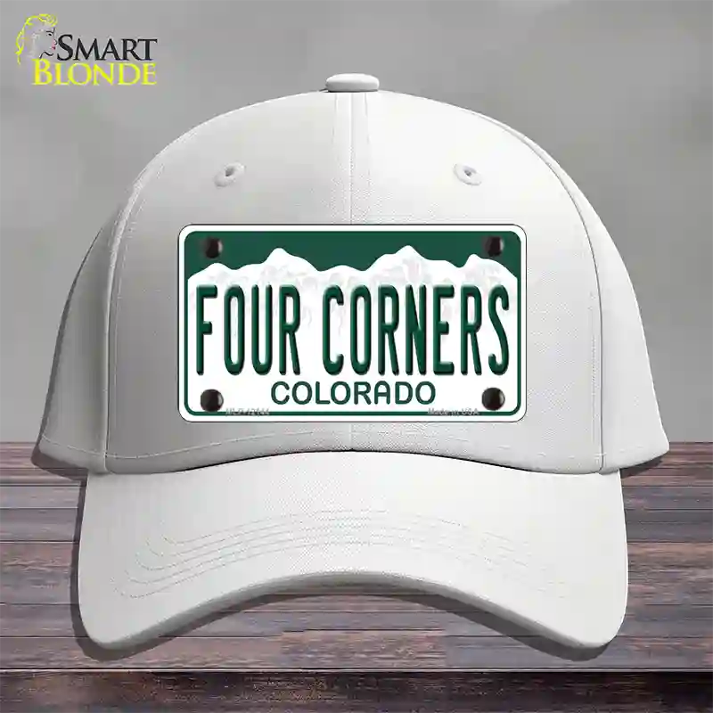 Four Corners Colorado Novelty License Plate Hat Cotton White