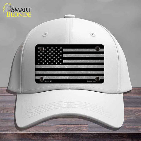 American Flag Black and Gray Novelty License Plate Hat Cotton White