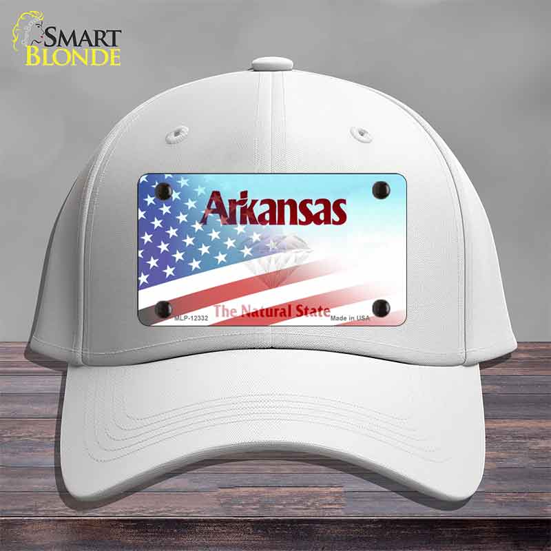 Arkansas with American Flag Novelty License Plate Hat HAT-MLP-12332