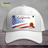 California Palm Plate American Flag Novelty License Plate Hat Cotton / White