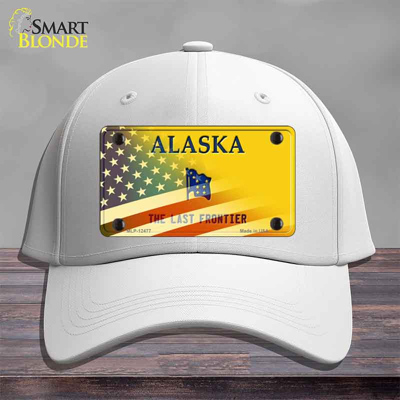 Alaska with American Flag Novelty License Plate Hat HAT-MLP-12477