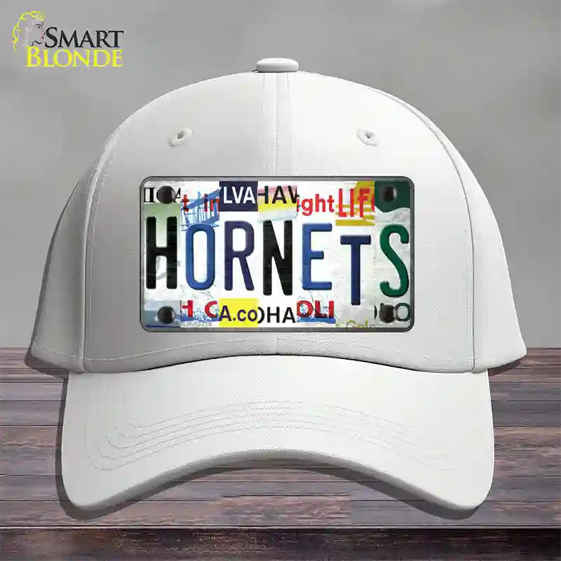 Hornets Strip Art Novelty License Plate Hat Tag Cotton White